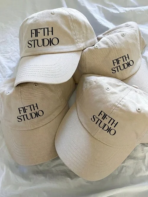 The Fifth Studio embroidered caps in cream