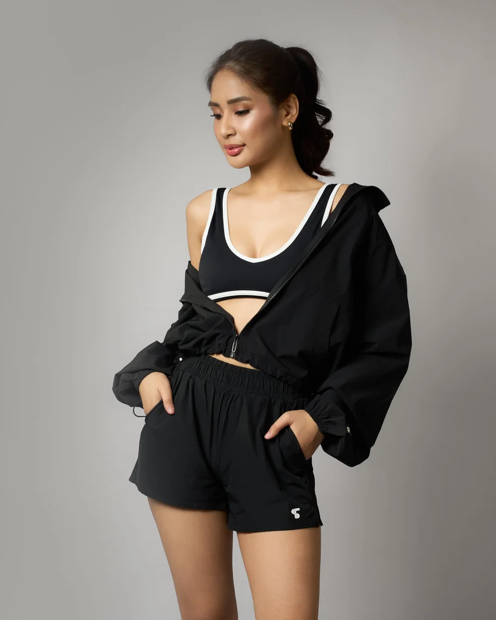 Dominique jacket and shorts styled as a matching set